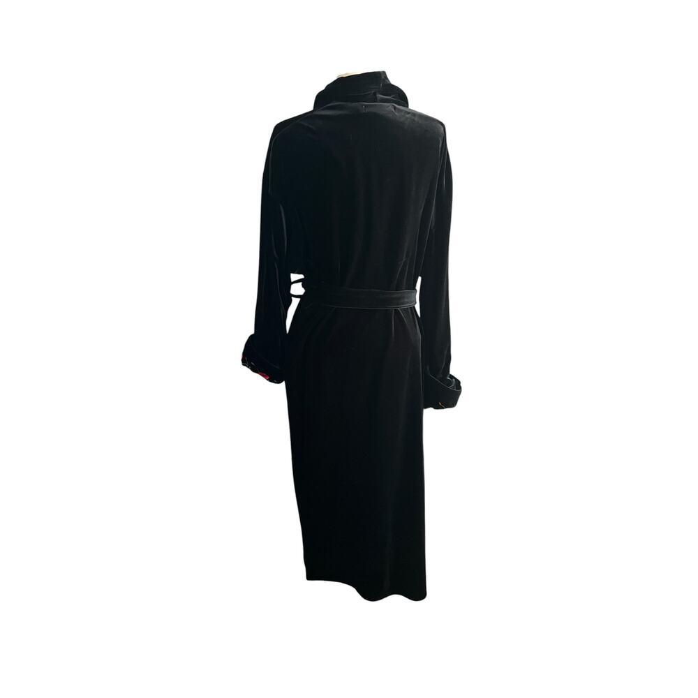 Vintage Valerie Stevens Black Velour Embroidred Roses Maxi Bathrobe Size Large - Picture 4 of 8